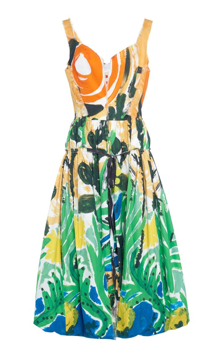 Moda Operandi Marni Printed Cotton-silk Bubble-hem Midi Dress Size: 36
