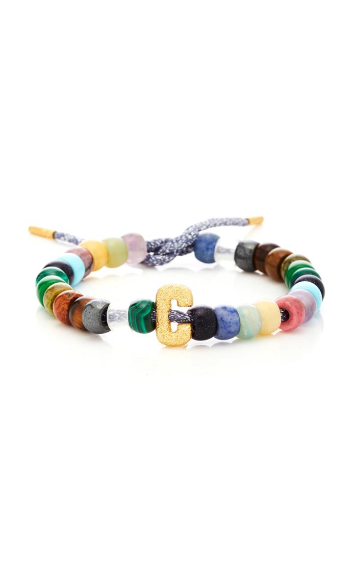 Moda Operandi Carolina Bucci 18k Gold Initial And Moonbow Forte Bead Bracelet