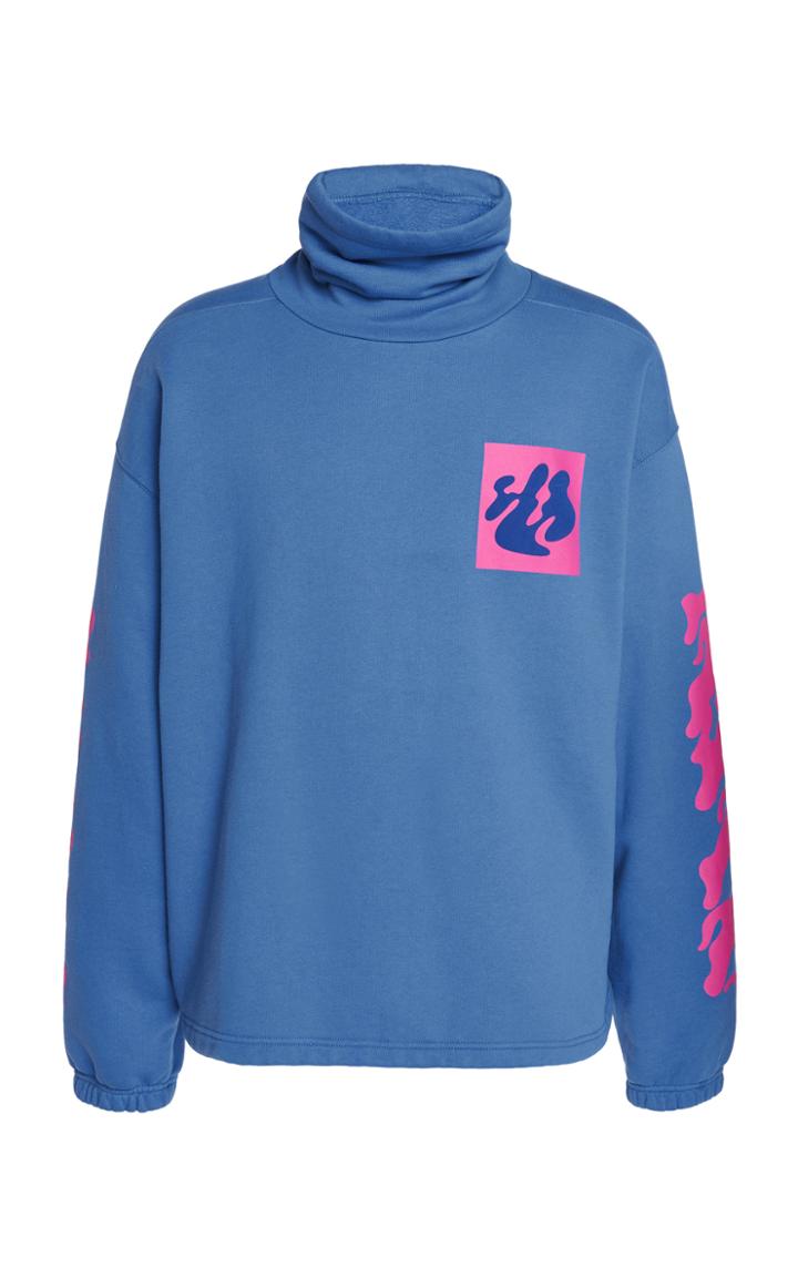 Off-white C/o Virgil Abloh Printed Turtleneck Cotton-terry Sweatshirt