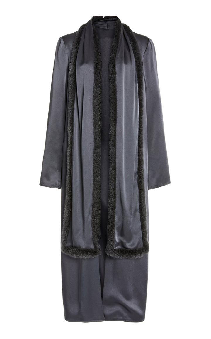 Moda Operandi Sally Lapointe Double Faced Satin Scarf Duster With Mink Fur