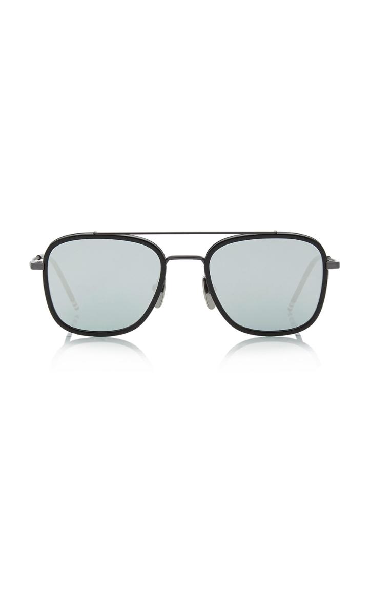 Thom Browne Sun Mirrored Metal Aviator Sunglasses