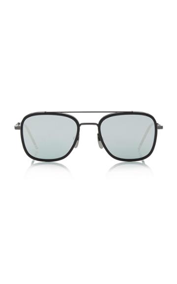 Thom Browne Sun Mirrored Metal Aviator Sunglasses