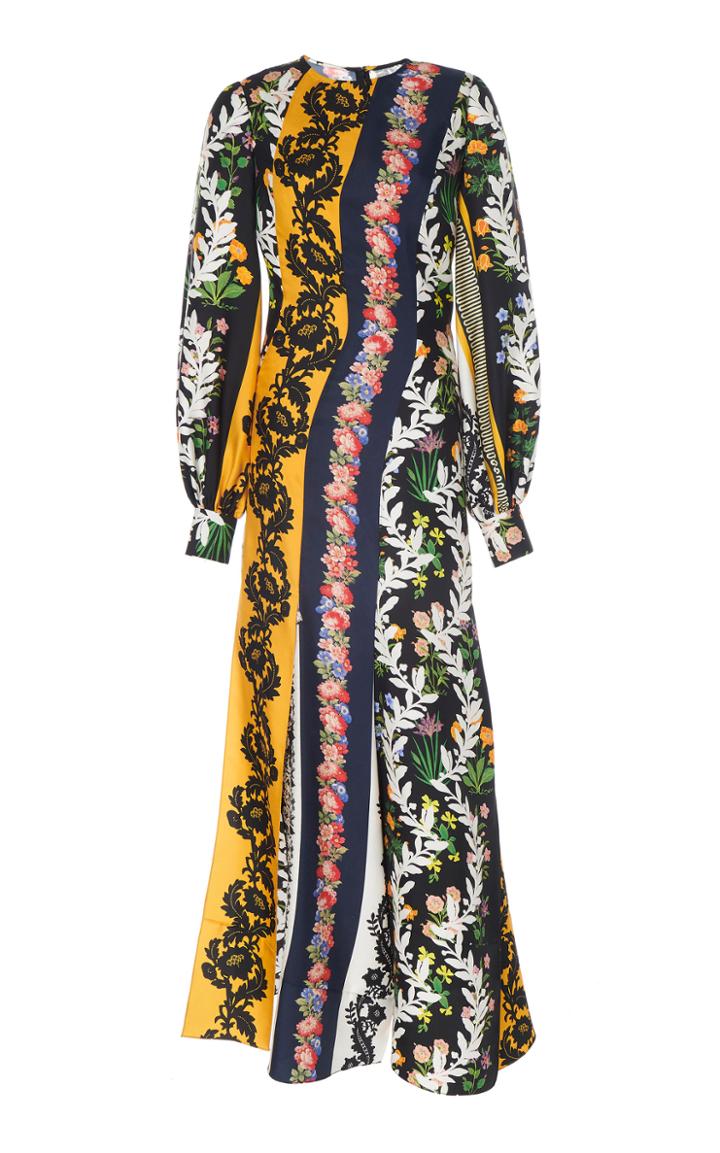 Oscar De La Renta Floral-print Silk-crepe Midi Dress