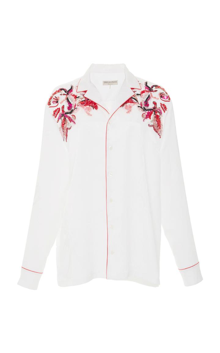 Emilio Pucci Embellished Button Up Top