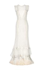 Roberto Cavalli Sleeveless Feather Hem Gown