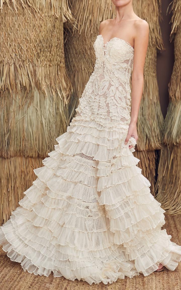 Moda Operandi Alexis Coralina Tiered Ruffle Tulle Gown