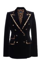 Dolce & Gabbana Velvet Leopard Print Trim Blazer