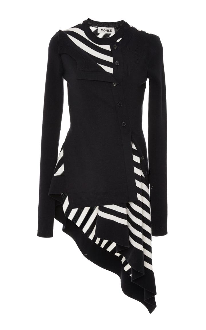 Monse Striped Twisted Cardigan W/ Flare
