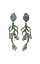 Wendy Yue 18k White Gold Opal Tsavorite And Pink Sapphire Earrings