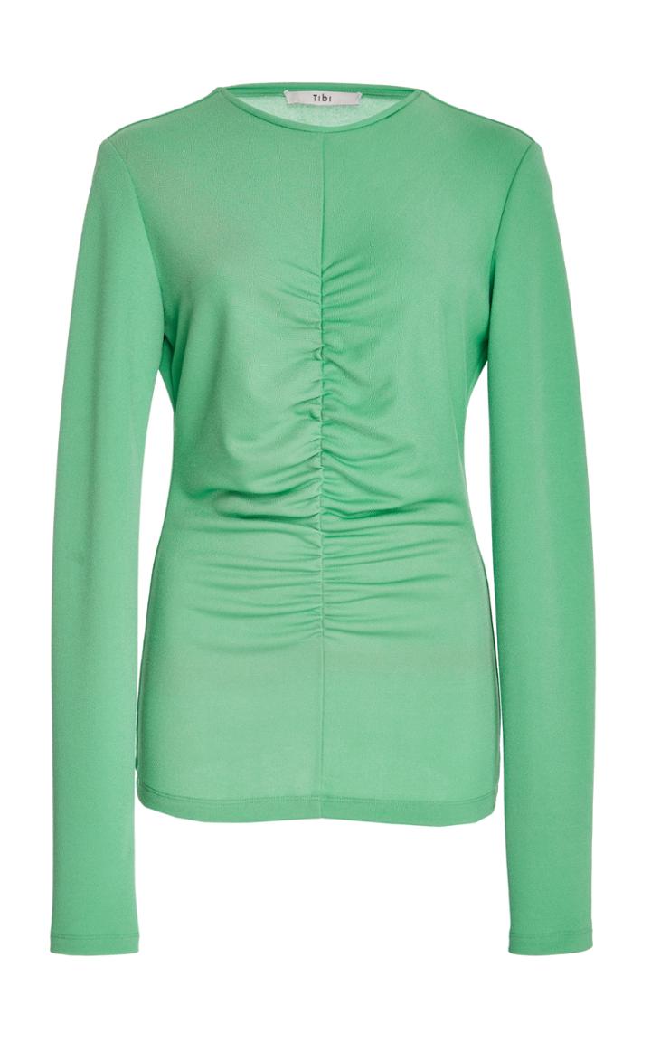 Tibi Ruched Long Sleeve Top