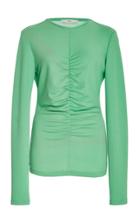 Tibi Ruched Long Sleeve Top