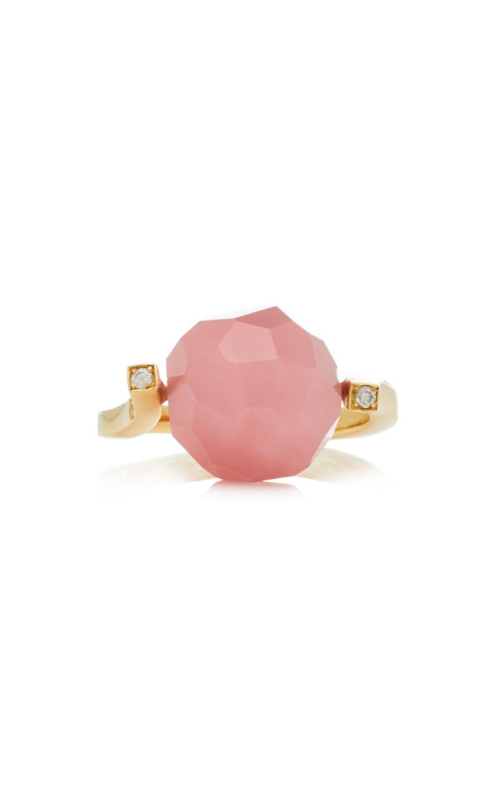 Yael Sonia Rock Small Twist Quartz, Diamond 18k Yellow Gold Ring
