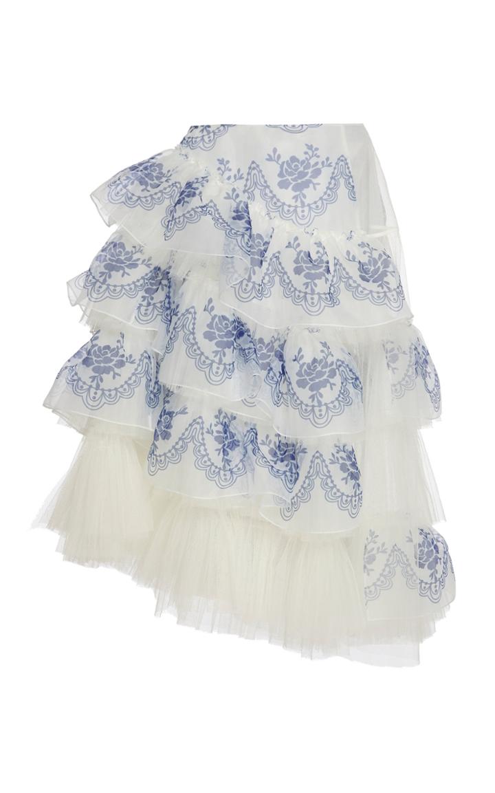 Moda Operandi Simone Rocha Asymmetric Side-frill Organza Maxi Skirt Size: 4