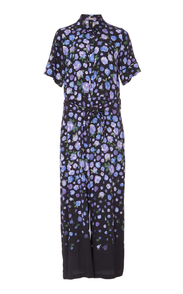 Lela Rose Printed Crepe Wide Leg Jumpsuit