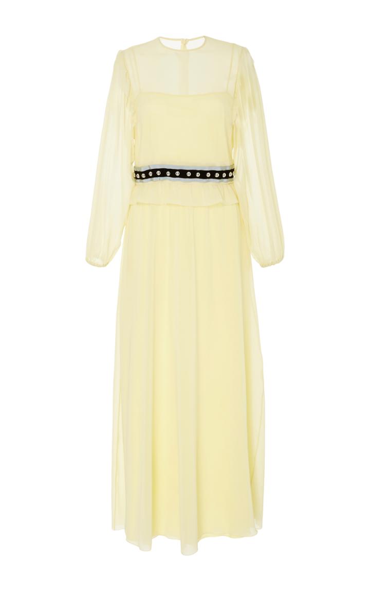 Red Valentino Three Quarter Sleeve Silk Midi Dress