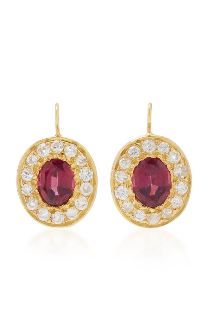 Renee Lewis 18k Gold Diamond And Garnet Earrings