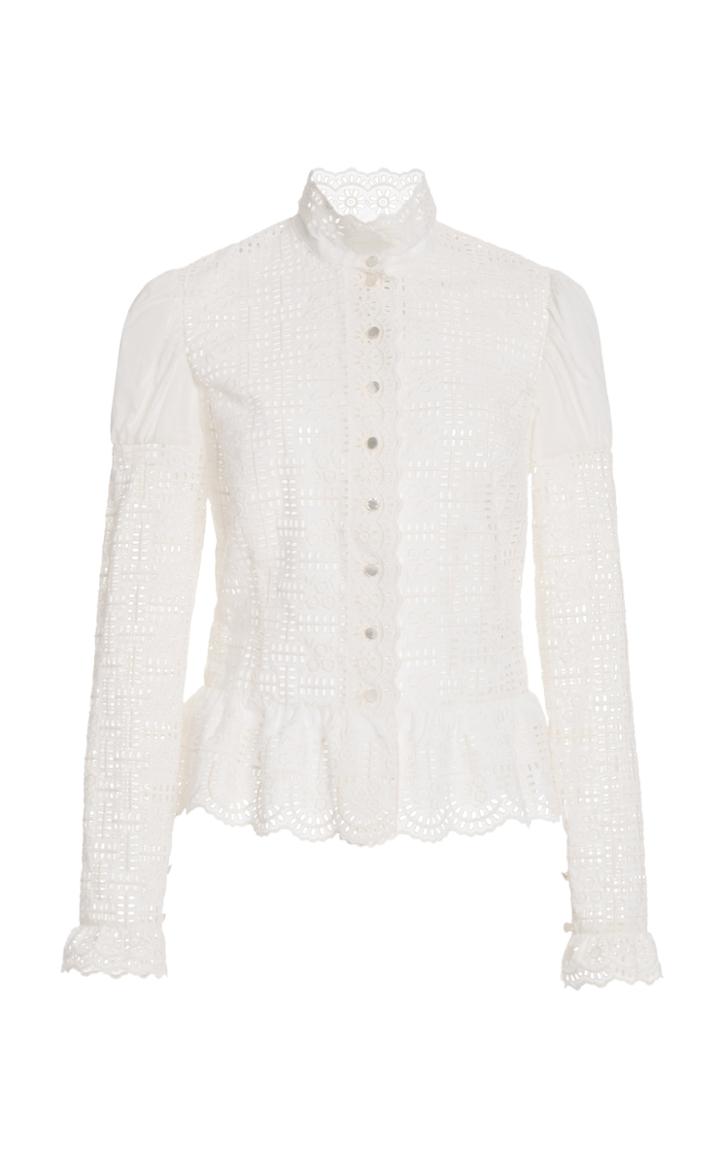 Ralph Lauren Bernice Ruffled Broderie Anglaise Cotton Blouse