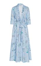 Luisa Beccaria Belted Floral Midi Dress