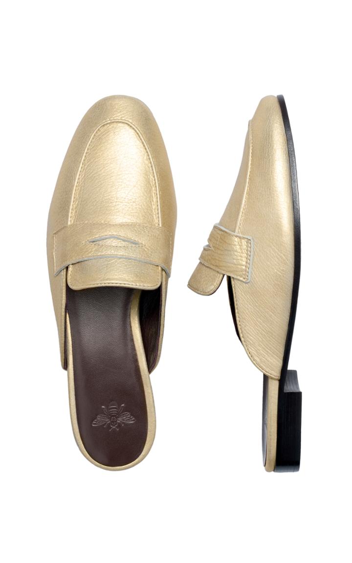 Bougeotte Gold Leather Slipper