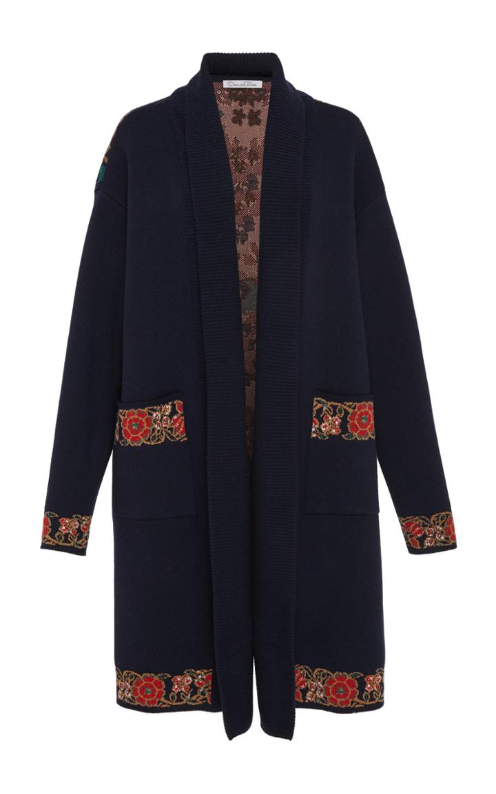 Oscar De La Renta Oversized Wool-cashmere Tree Of Life Cardigan