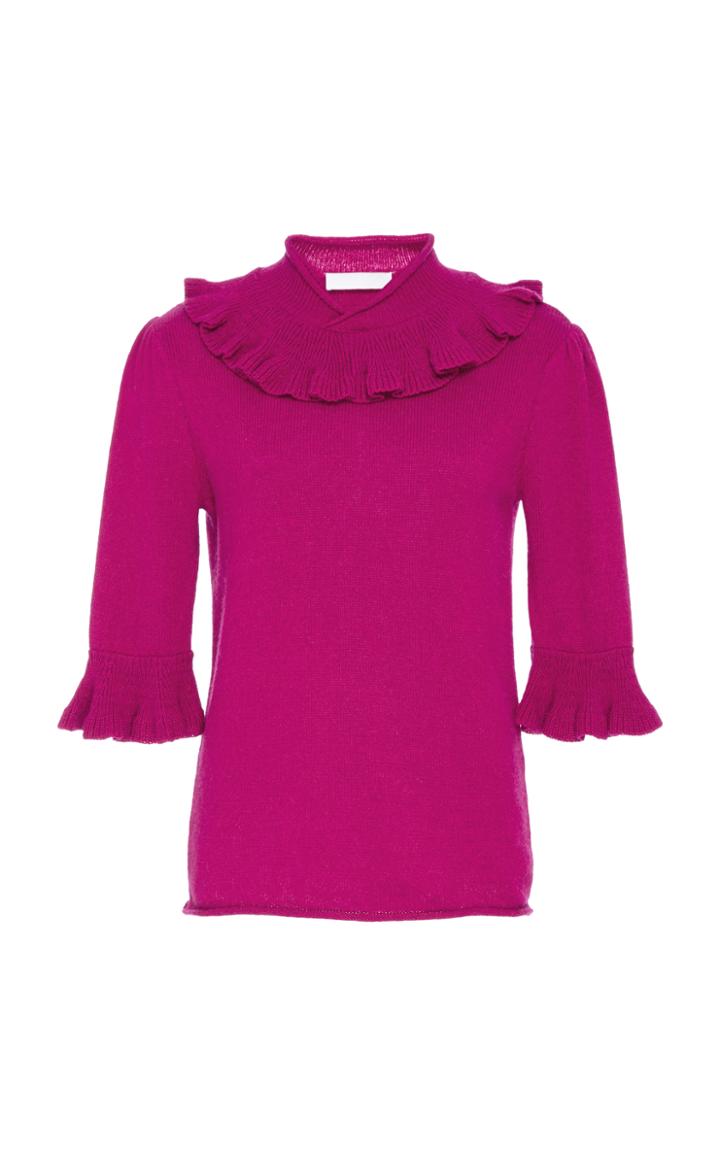 Co Alpaca Knit Ruffle Blouse