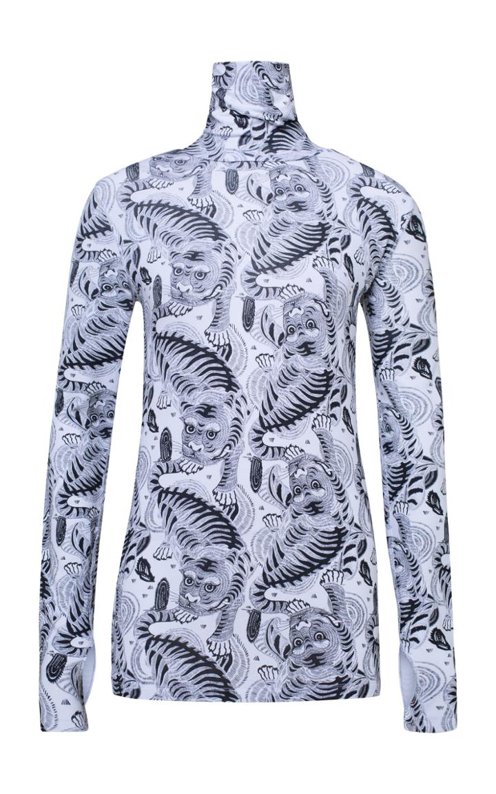 Dorothee Schumacher Cat Nip Printed Long Sleeve Turtleneck Top