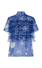 Moda Operandi Huishan Zhang Blake Floral Ruffled Organza Blouse Size: 6