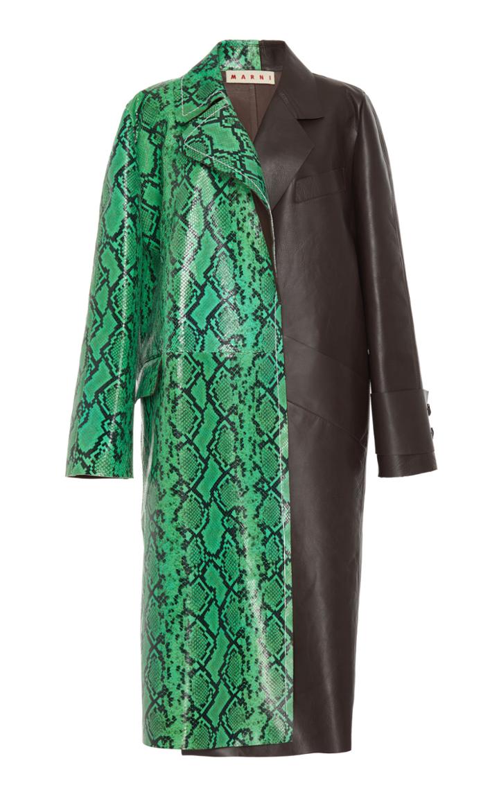 Marni Sheep Leather Printed Python Coat