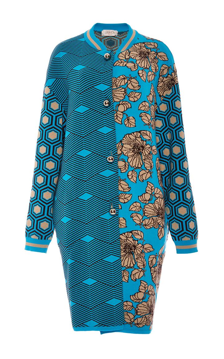 Tak.ori Turquoise Printed Bomber Coat