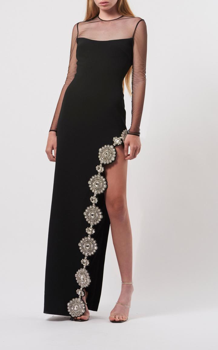 Moda Operandi David Koma Mesh-inset Crystal-embellished Crepe Gown