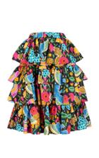 La Doublej Big Mama Tiered Ruffle Cotton-poplin Midi Skirt