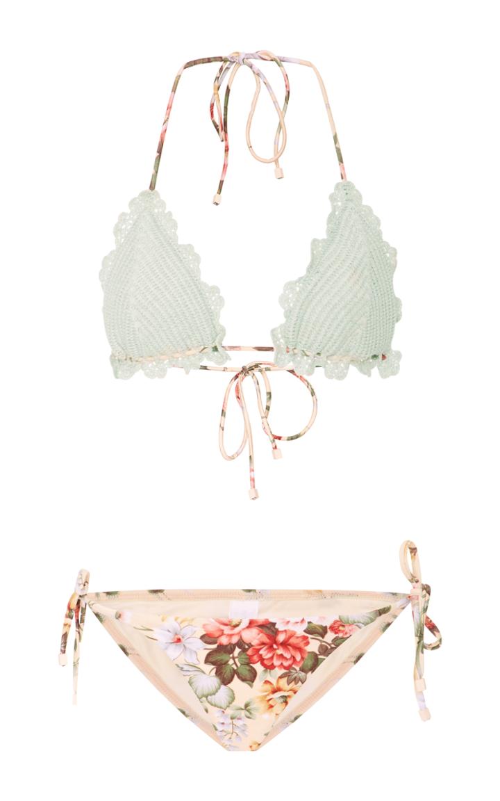 Zimmermann Crocheted Floral-print Bikini