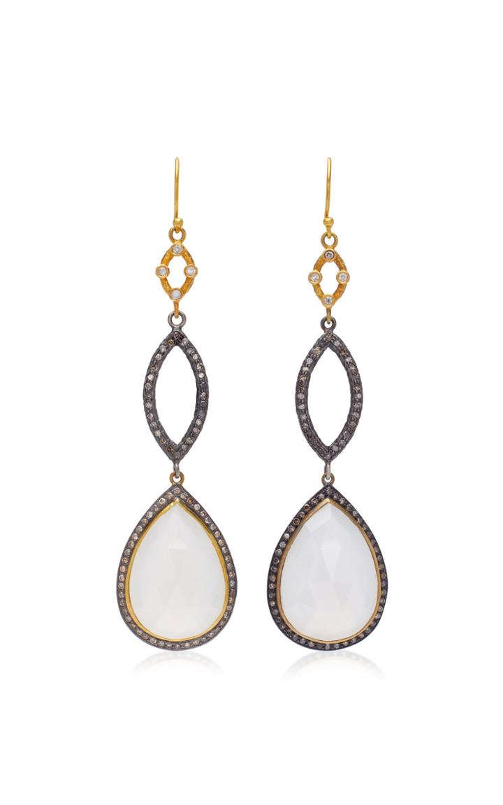 Sara Weinstock Tiered 18k Gold Moonstone And Diamond Earrings