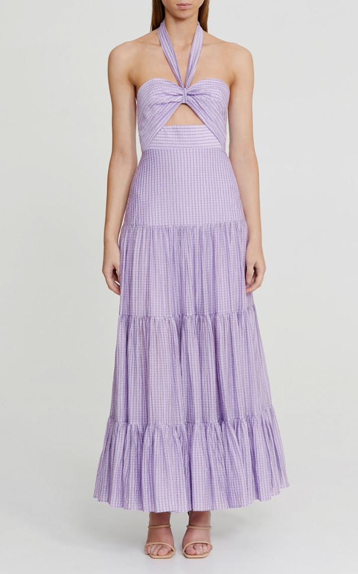 Moda Operandi Significant Other Tuscany Check-weave Maxi Halter Dress