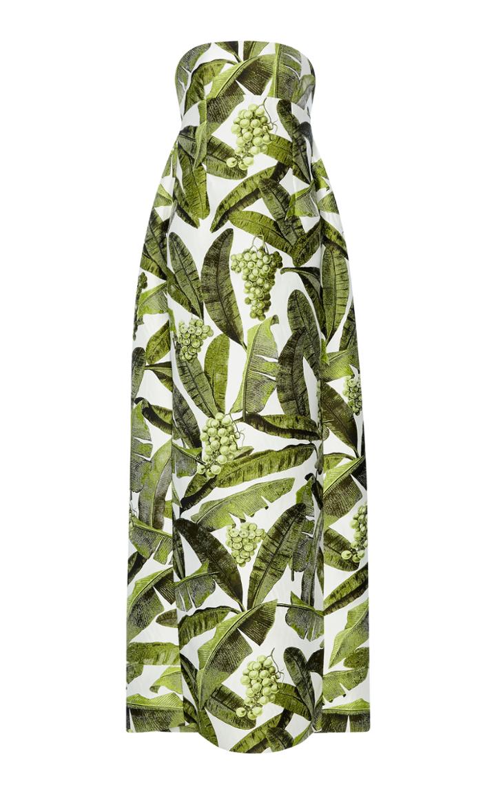 Oscar De La Renta Banana Leaf Jacquard Gown