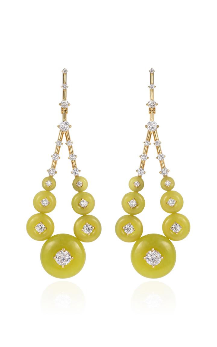 Fernando Jorge Gravity Diamond, Serpentine 18k Yellow Gold Earrings