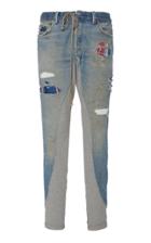 Greg Lauren 50/50 Cotton Jersey-paneled Denim Track Pants