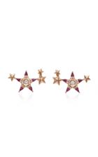 Melis Goral Mars 14k Rose Gold Ruby And Diamond Earrings