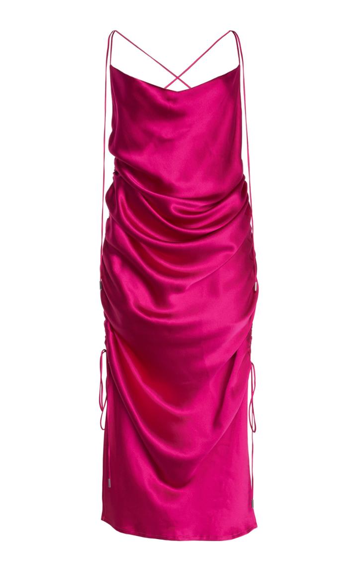 Galvan Yasmine Draped Silk Satin Dress