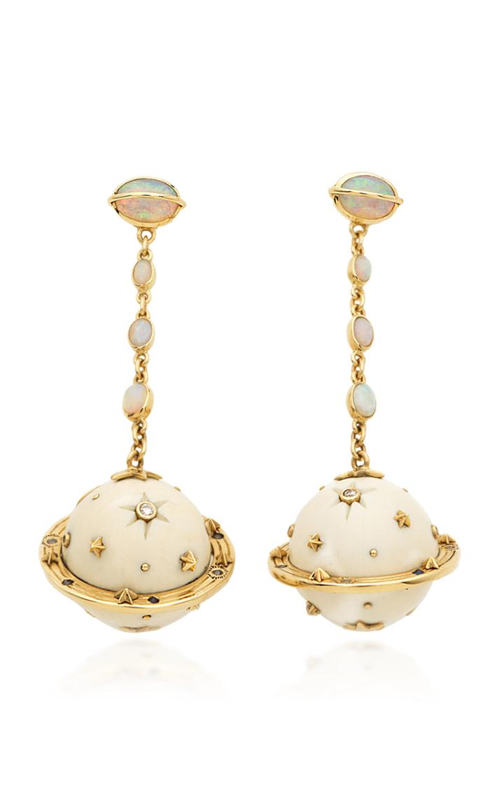 Bibi Van Der Velden Galaxy Saturn 18k Gold And Multi-stone Earrings