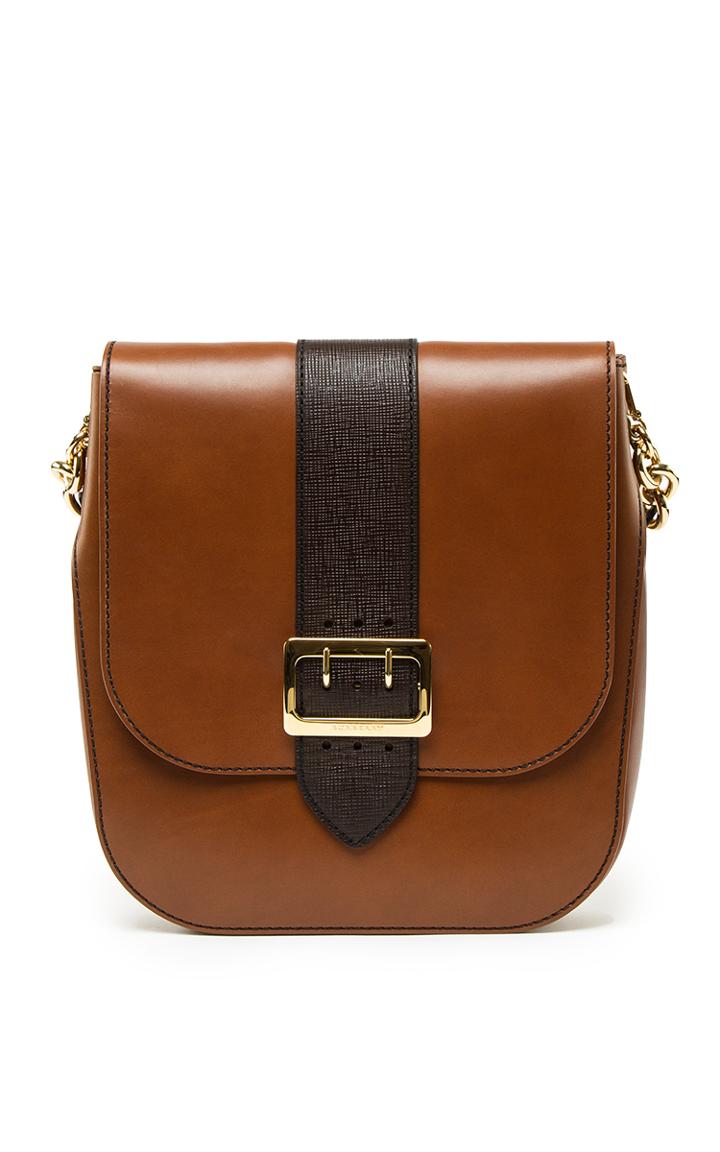 Burberry Satchel Bag In Tan Calf Saddle Leather