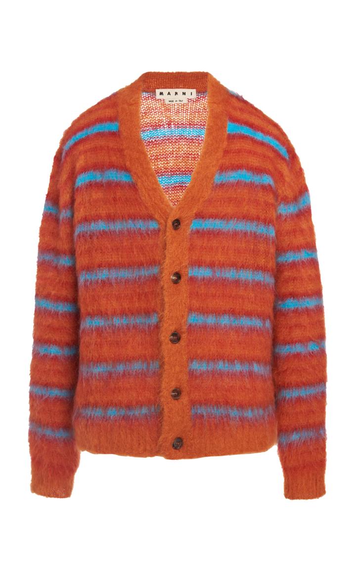 Marni Striped Mohair-blend Cardigan