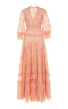 Costarellos Gossamer Lace A-line Gown