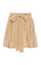 Three Graces London Jola Striped High-rise Linen-blend Shorts