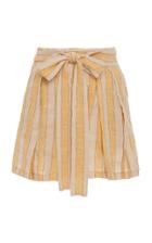 Three Graces London Jola Striped High-rise Linen-blend Shorts