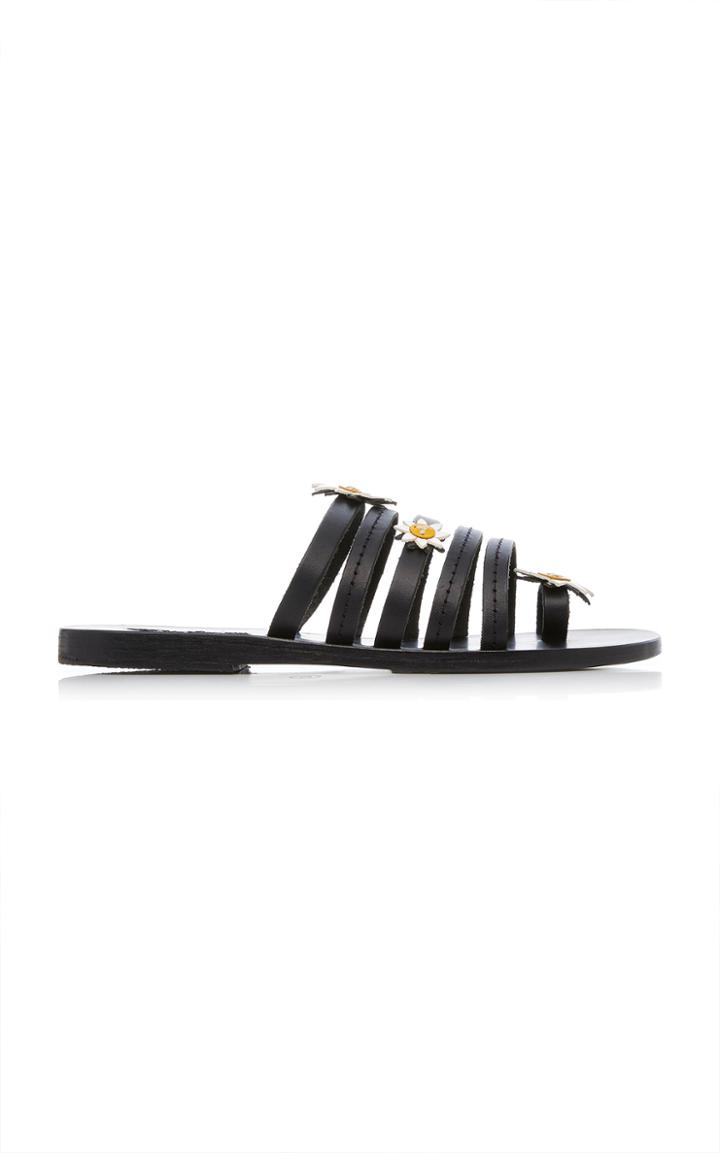Fabrizio Viti X Ancient Greek Sandals Victoria Floral-embellished Leather Slides