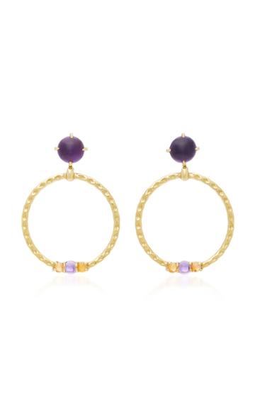 Daria De Koning Large Orbit 18k Gold Multi-stone Studded Hoop Earrings
