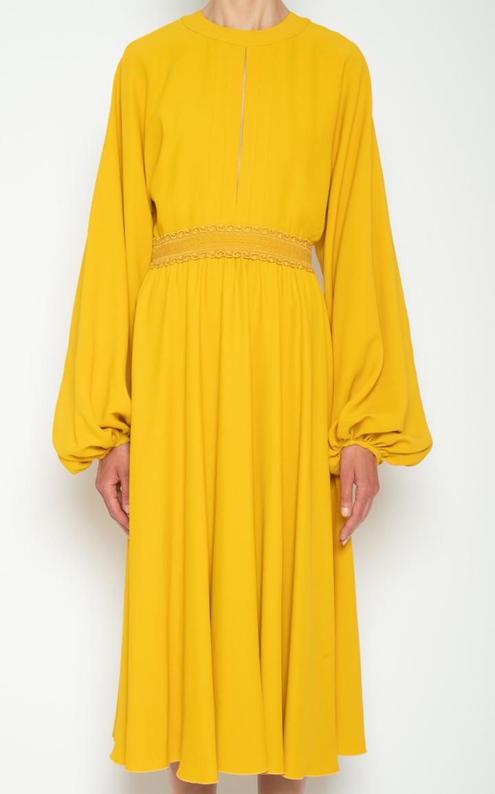 Moda Operandi Giambattista Valli Long Sleeved Belted Midi Dress