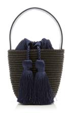 Cesta Collective Party Pail Leather-trimmed Straw Bucket Bag