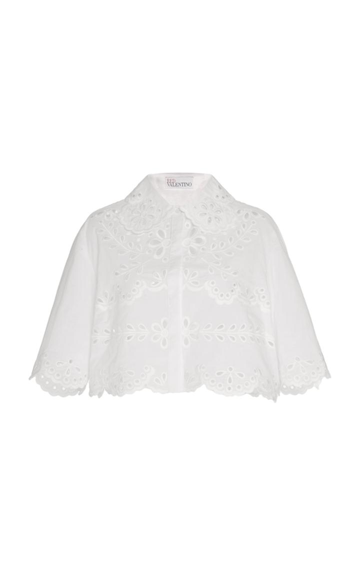Red Valentino Cropped Broderie Anglaise Cotton Top